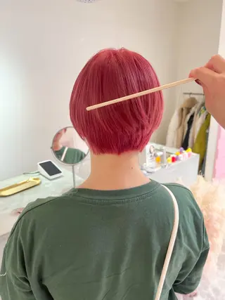 ショート カラー 🎀ダブルカラー/ ピンク×ガーリー🎀のヘアスタイル