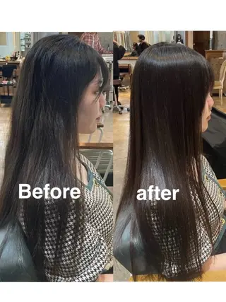 ロング ミルクティー× グレージュMOMOのヘアスタイル