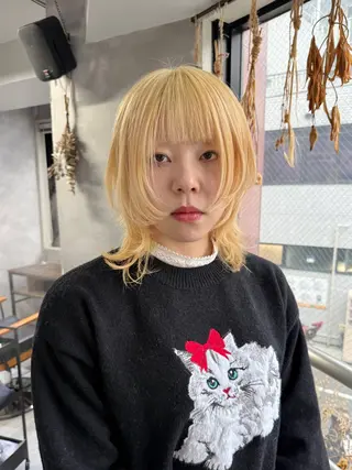 ミディアム カラー ウルフ レイヤー パーマ🪐MANAのヘアスタイル