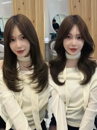 セミロング レイヤー/顔周り /韓国ヘア/TAKUのヘアスタイル