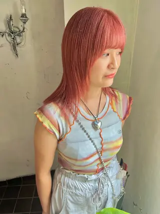 ミディアム カラー 暖色カラー/ブリーチ /かしむらゆうかのヘアスタイル