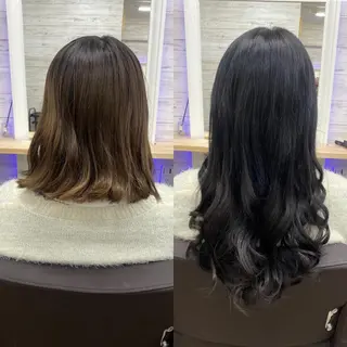 ミディアム カラー ヘアアレンジ アイブロウ LAVENDIA 初音のヘアスタイル
