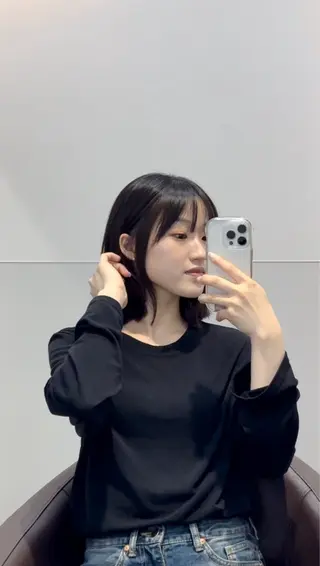 ショート カラー パーマ ヘアアレンジ 切りっぱなしヘアボブ ミディアムヘアRYOのヘアスタイル