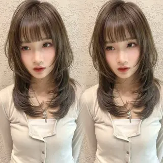 ミディアム カラー レイヤー/髪質改善 Lond ambreのヘアスタイル