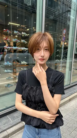 ショート カラー パーマ 銀座/ショート/ ショートボブ広瀬のヘアスタイル