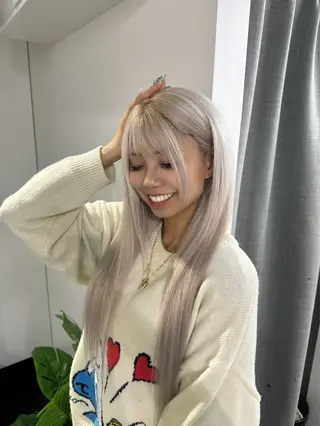 ロング カラー ハイトーン&髪質改善 ＆韓国エクステ🤎のヘアスタイル