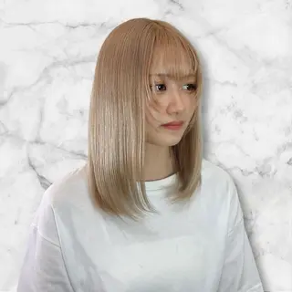 セミロング プルシールエクステ/ ハイトーン/ブリーチのヘアスタイル
