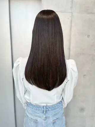 ロング カラー パーマ ヘアアレンジ 透明感/オリーブ/ グレージュ/YUKAのヘアスタイル