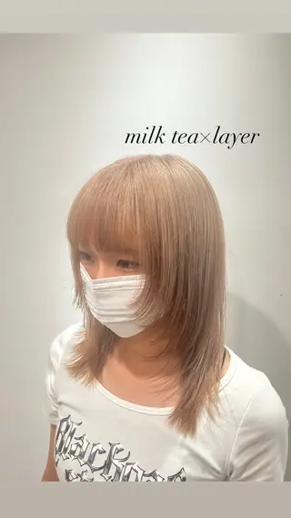 ミディアム カラー 💎ケアブリーチ💎 艶カラー/ふうとのヘアスタイル