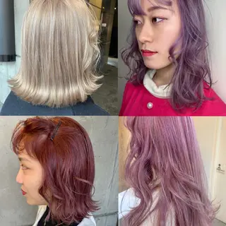 ミディアム カラー ヘアアレンジ ネイル マツエク・マツパ mana 暖色カラーカットのヘアスタイル