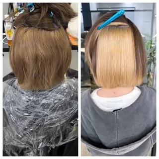 ショート け んブリーチ縮毛矯正のヘアスタイル