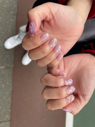 ネイル はばすみれ🎀ﾈｲﾙ 光ﾌｪｲｼｬﾙ ﾍｱのネイルデザイン