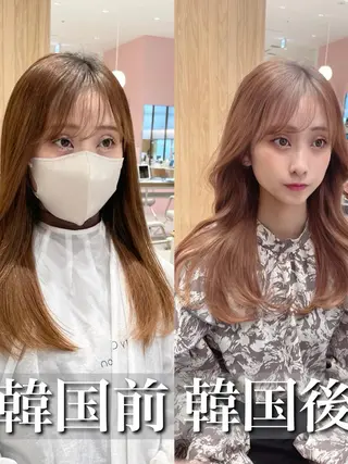 セミロング カラー 顔周り特化/韓国ヘア /レイヤー/吉野幸大のヘアスタイル