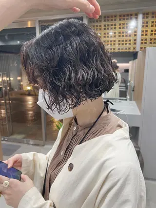 ショート パーマ ボブパーマコテ巻き風 パーマNo1深江秀平のヘアスタイル
