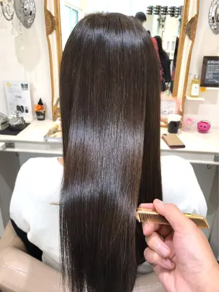 ロング ヘアアレンジ 三箇島陽香/髪質改善 クロスパーマ縮毛矯正のヘアスタイル