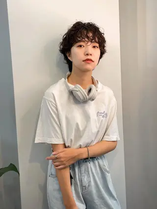 ショート カラー パーマ メンズカット メンズパーマのヘアスタイル