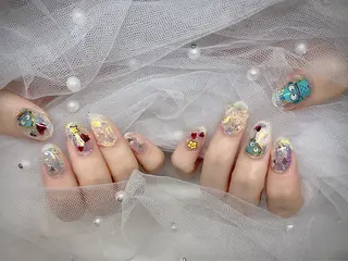 ネイル I-nailロング /ワンホン/キラキラのネイルデザイン
