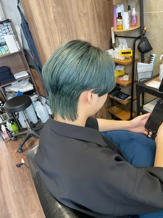 カラー メンズ Lull1人美容室 バレイヤージュのヘアスタイル