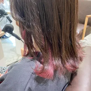 ミディアム カラー 酸性ストレート/ブリ ーチなしWカラー河本のヘアスタイル
