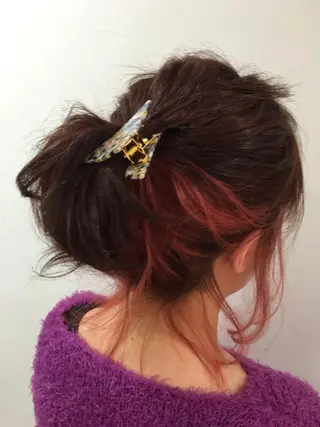 ミディアム カラー ヘアアレンジ きむえり/髪質改善 /うねり広がり改善のヘアスタイル