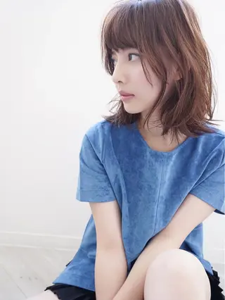 ミディアム カラー パーマ 花井 啓好のヘアスタイル