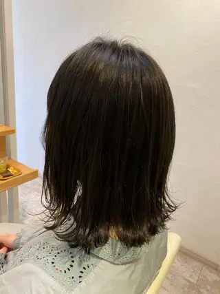 ミディアム カラー 酸性ストレート/ブリ ーチなしWカラー河本のヘアスタイル