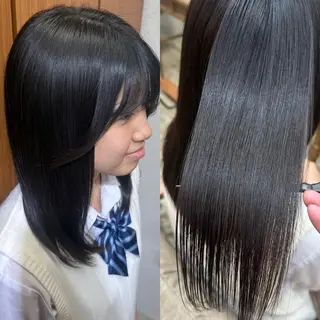 セミロング 髪質改善個室サロン' 白髪ぼかし・縮毛矯正のヘアスタイル