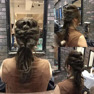 セミロング ロング ヘアアレンジ 松尾謙佑【ハイライト LEDエクステ】のヘアスタイル