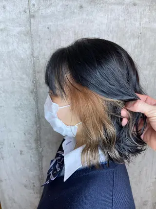 セミロング カラー ヘアアレンジ ❤️カラー得意 🧡松浦睦樹❤️のヘアスタイル