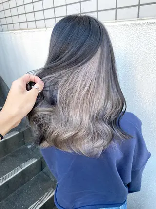 セミロング カラー エフェクトブリーチ 🌟前澤啓太朗のヘアスタイル