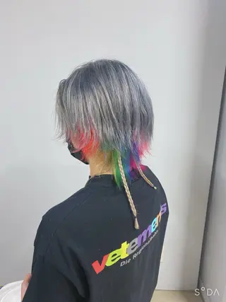 ミディアム プルシールエクステ/ ハイトーン/ブリーチのヘアスタイル