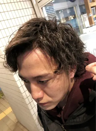 ショート パーマ ヘアアレンジ メンズ 美容室sand 横浜のヘアスタイル