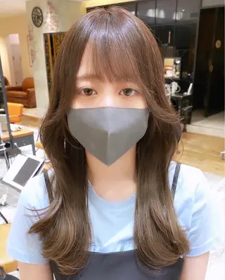 セミロング カラー 顔まわりカット🌟 くびれヘア/寺門遥輝のヘアスタイル