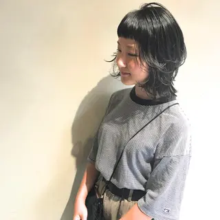 ミディアム カラー パーマ ヘアアレンジ レイヤー/ブリーチ HIKARU ♡のヘアスタイル