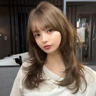 セミロング カラー レイヤー髪質改善 ハッシュカット/新宿のヘアスタイル
