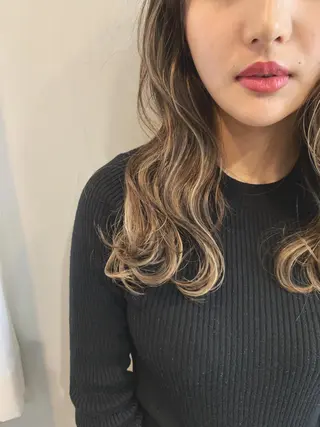セミロング カラー YUSUKE レイヤーカットカラーのヘアスタイル