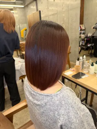 ミディアム 縮毛矯正×髪質改善× 艶髪カラー 吉原和磨のヘアスタイル