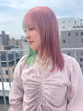 セミロング カラー SHOTO ハイトー ン/ブロンドカラーのヘアスタイル