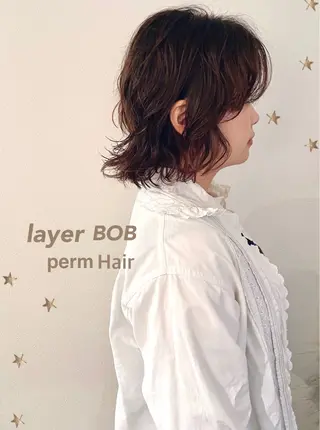 ミディアム パーマ 市川 千夏のヘアスタイル