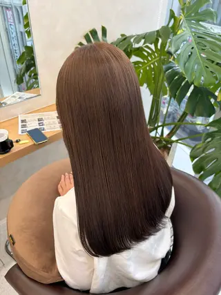 ロング カラー ブリーチなしカラー/ 暖色カラー/艶カラーのヘアスタイル
