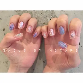 ショート カラー ネイル マツエク・マツパ illum hicariのネイルデザイン