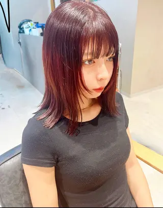 セミロング カラー ヘアアレンジ 似合わせ＋韓国カット ニシヤマ　マイのヘアスタイル