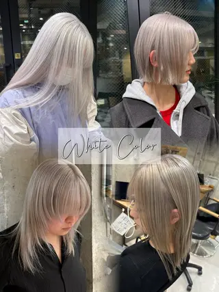 セミロング カラー KAEDE🌺Wカ ラー/ホワイトカラーのヘアスタイル