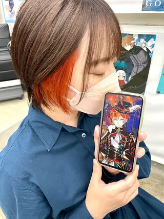 ロング カラー インナーカラー 推し ブリーチ  髪質改善のヘアスタイル