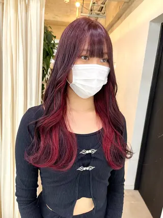 セミロング カラー ブリーチ有無Wカラー メンズパーマ大成のヘアスタイル