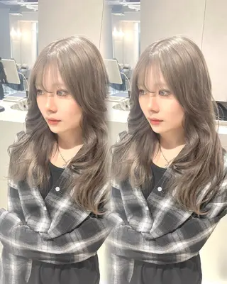 セミロング カラー 韓国風ハッシュカット 似合わせレイヤー池袋のヘアスタイル