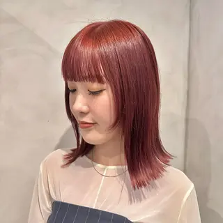 ミディアム カラー Yuki☺︎パーマ レイヤーカットのヘアスタイル