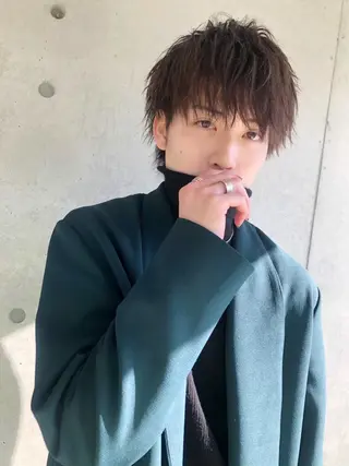 ショート カラー パーマ メンズ ベージュグレージュ 💕しゅーじ💕のヘアスタイル