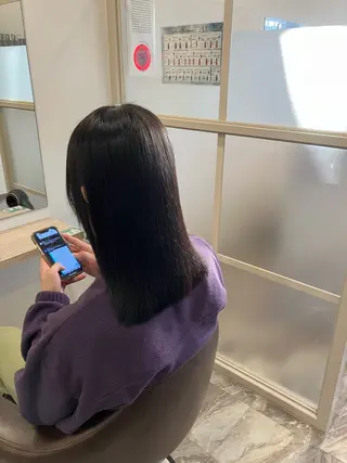 ミディアム パーマ ブリーチ&ストレート 長谷川勇人のヘアスタイル