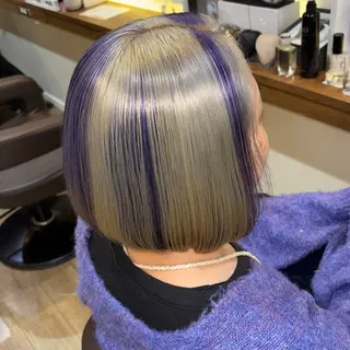ミディアム 🎀ハイトーン/ 艶カラー/夕月🎀のヘアスタイル
